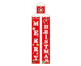 Merry Christmas Santa Elk Snowman Print Hanging Banner Sign Flag Xmas Door Decor-Red