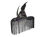 Halloween Witch Hat Wide Brim Tassel Wizard Hat With Artificial Rose Women Halloween Costume Accessory-Purple