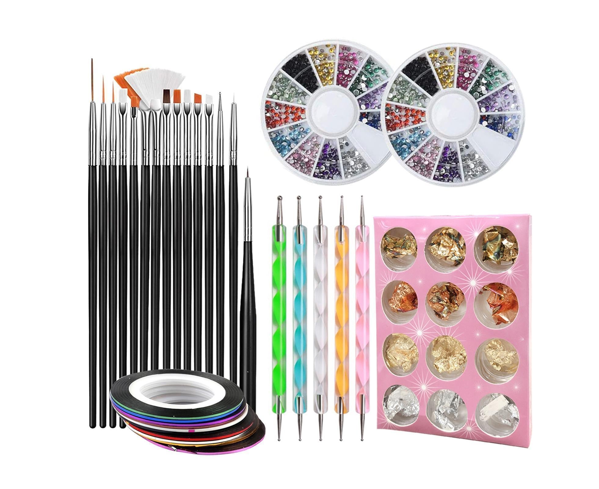 1Set Nail Art Set Exquisite Sturdy Plastic Professional Nail Polishing Tool for Home-Black