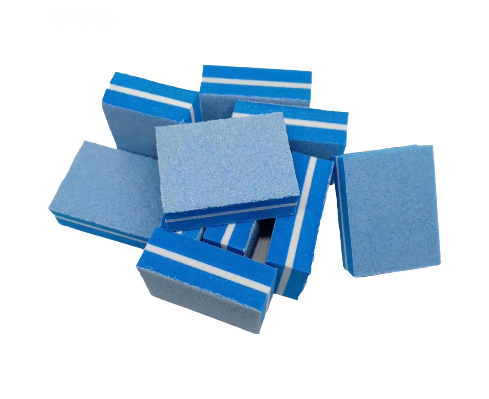 50Pcs / Bag Nail File Mini Multi-function Sponge Manicure Tools Buffer Blocks for Nail-Blue