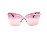 One Piece Cat Eye Sunglasses Fashion Brand Designer Oversize Gradient Eyeglasses Rimless Blue Pink Shades