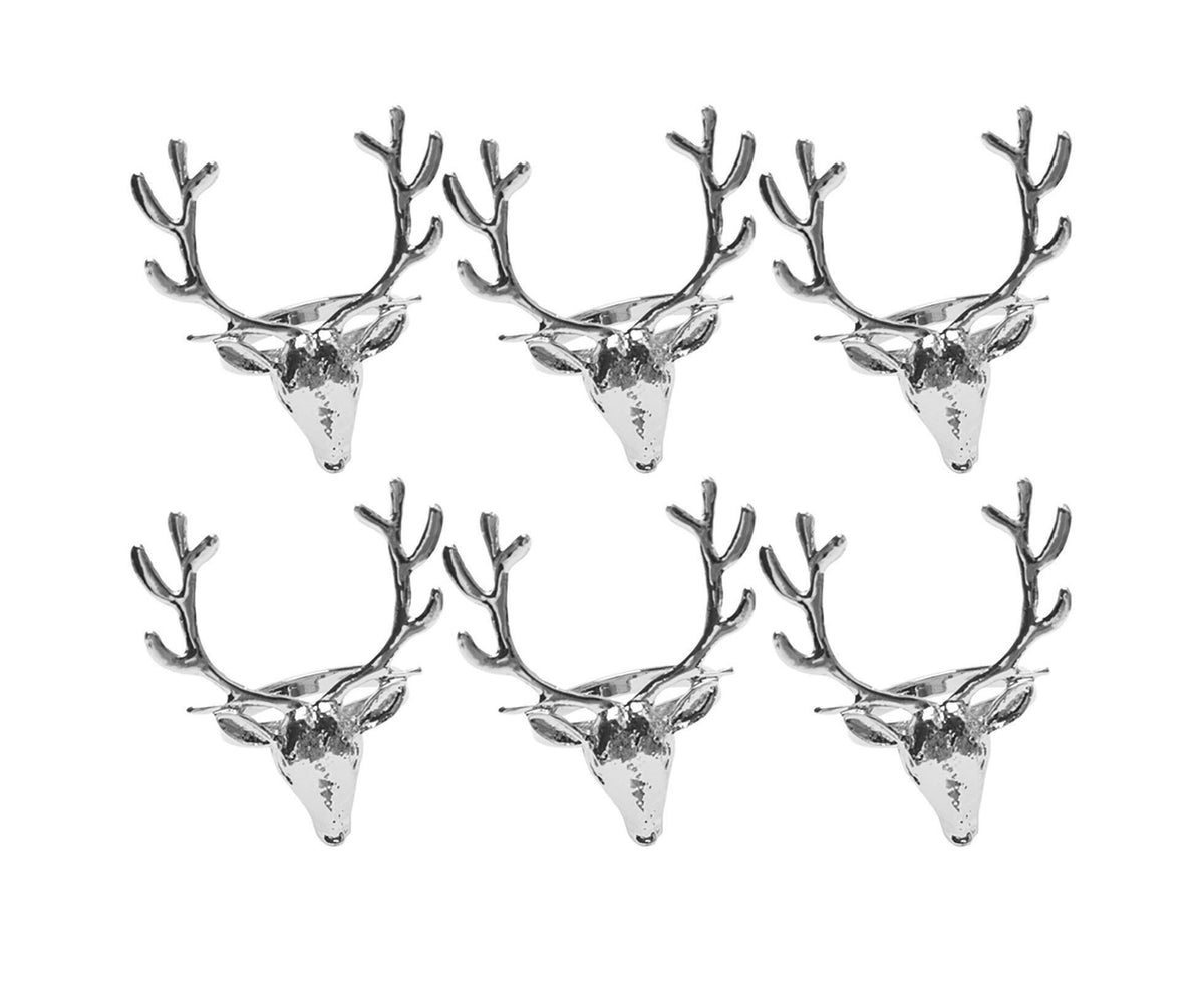 6Pcs Napkin Holder Deer Design Metal Table Decoration - Silver