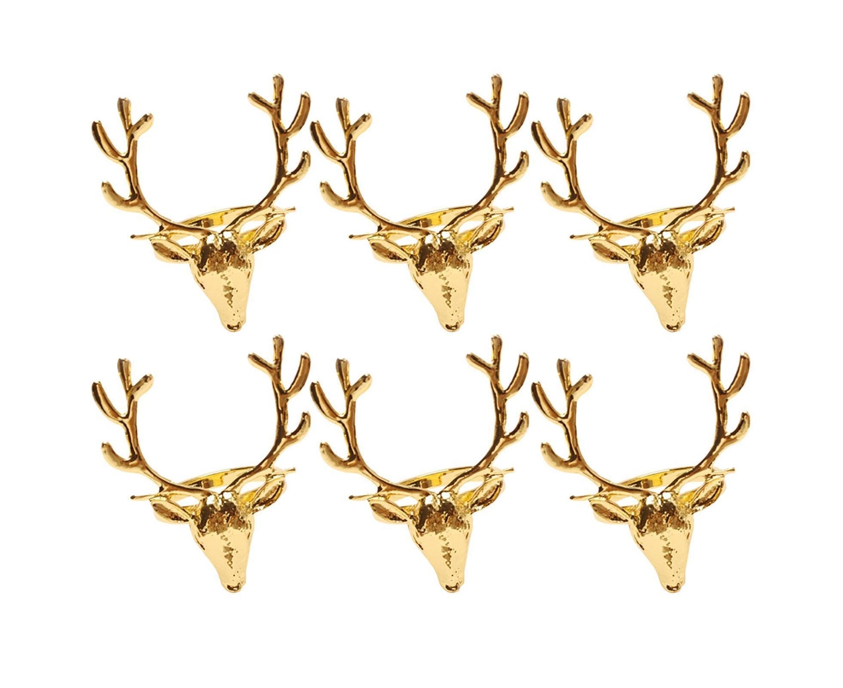 6Pcs Napkin Holder Deer Design Metal Table Decoration - Golden