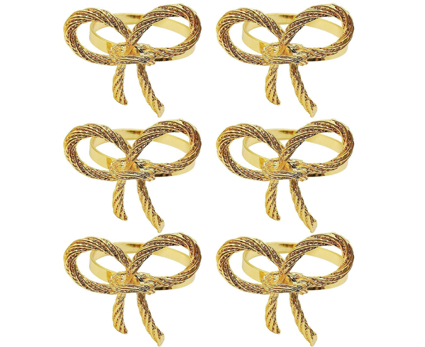 6Pcs Simple Bowknot Napkin Ring Buckle Holder Wedding Banquet Party Table Decor-Golden