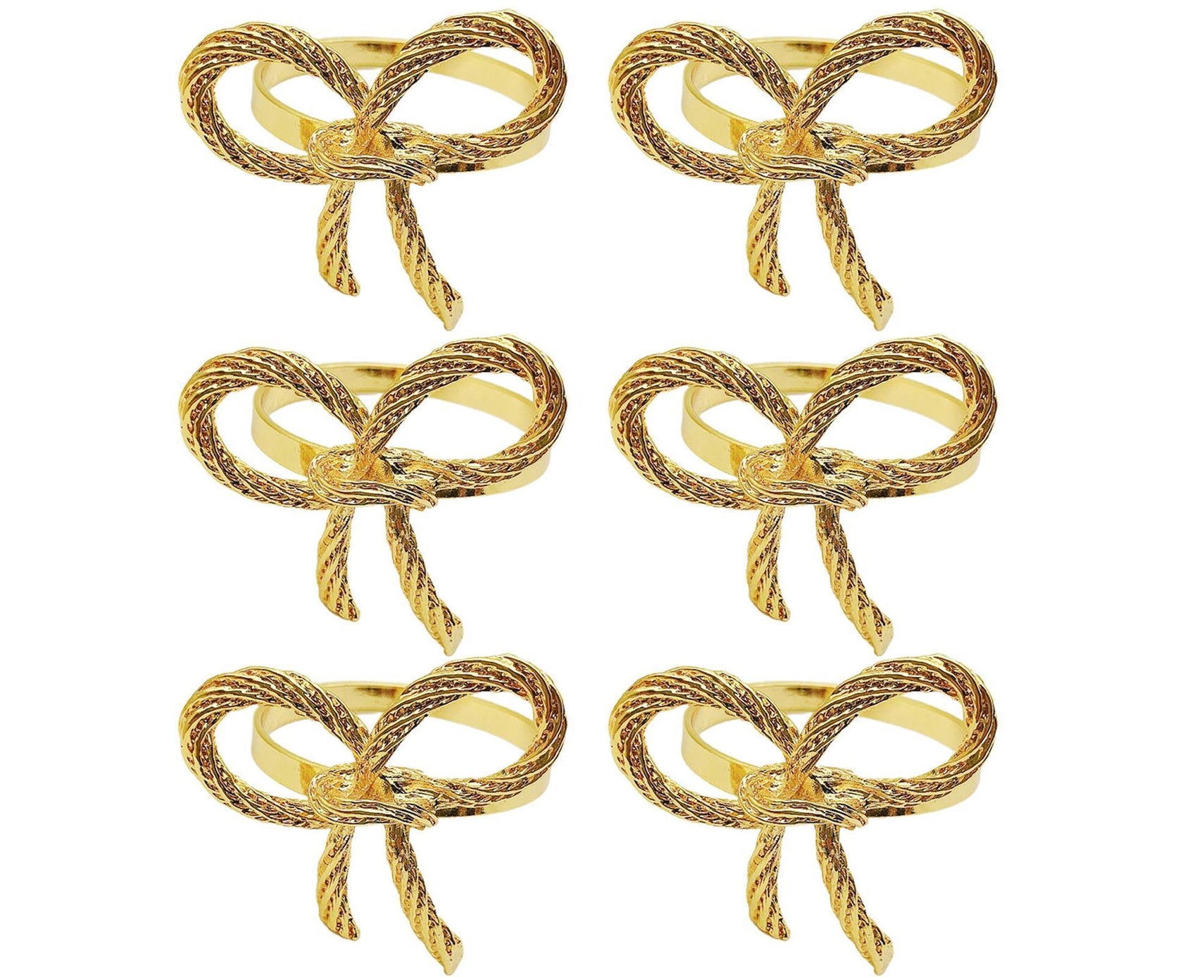 6Pcs Simple Bowknot Napkin Ring Buckle Holder Wedding Banquet Party Table Decor-Golden