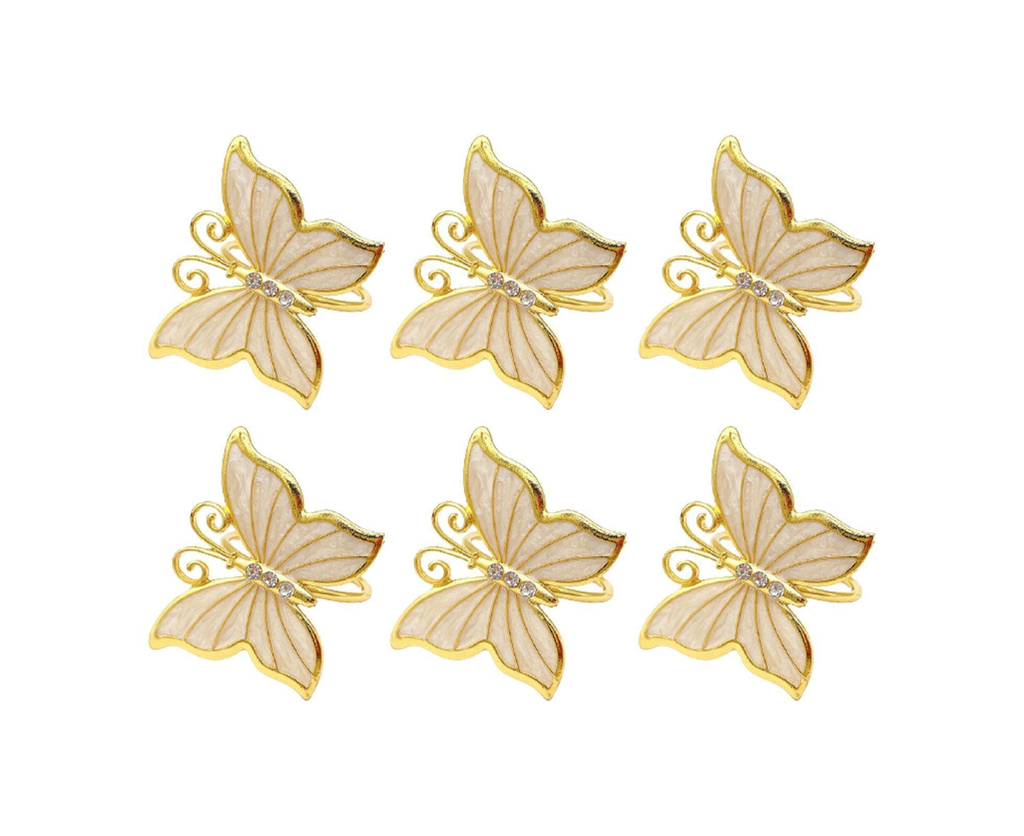 6Pcs Butterfly Shape Napkin Holder Table Decoration - Beige Yellow