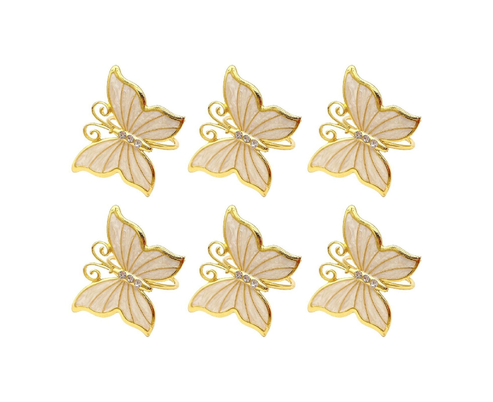 6Pcs Butterfly Shape Napkin Holder Table Decoration - Beige Yellow