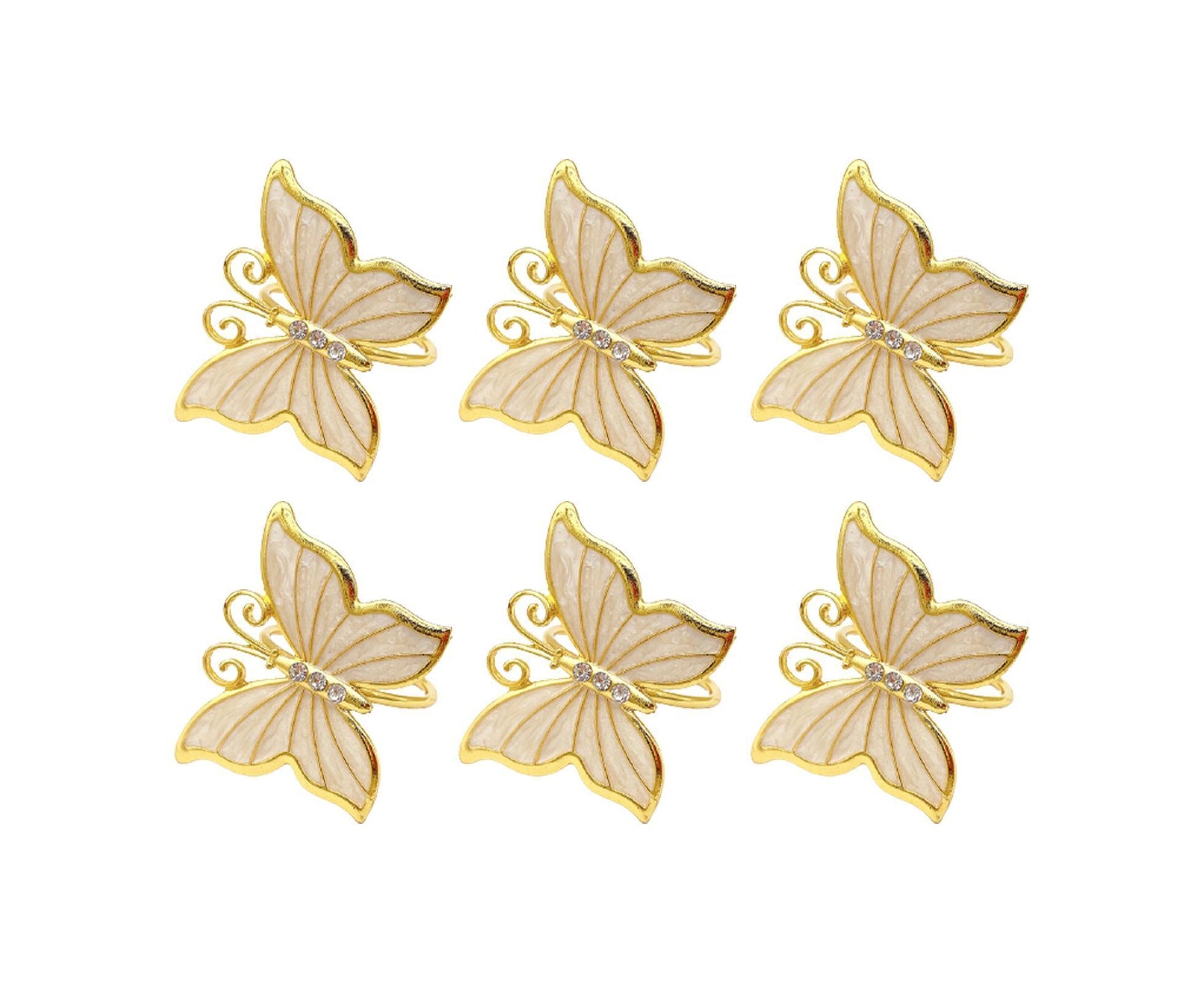 6Pcs Butterfly Shape Napkin Holder Table Decoration - Beige Yellow