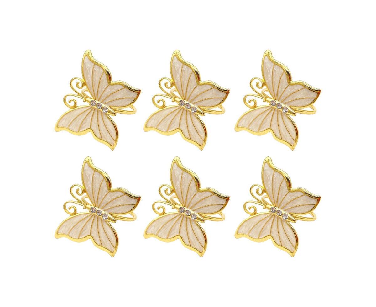 6Pcs Butterfly Shape Napkin Holder Table Decoration - Beige Yellow