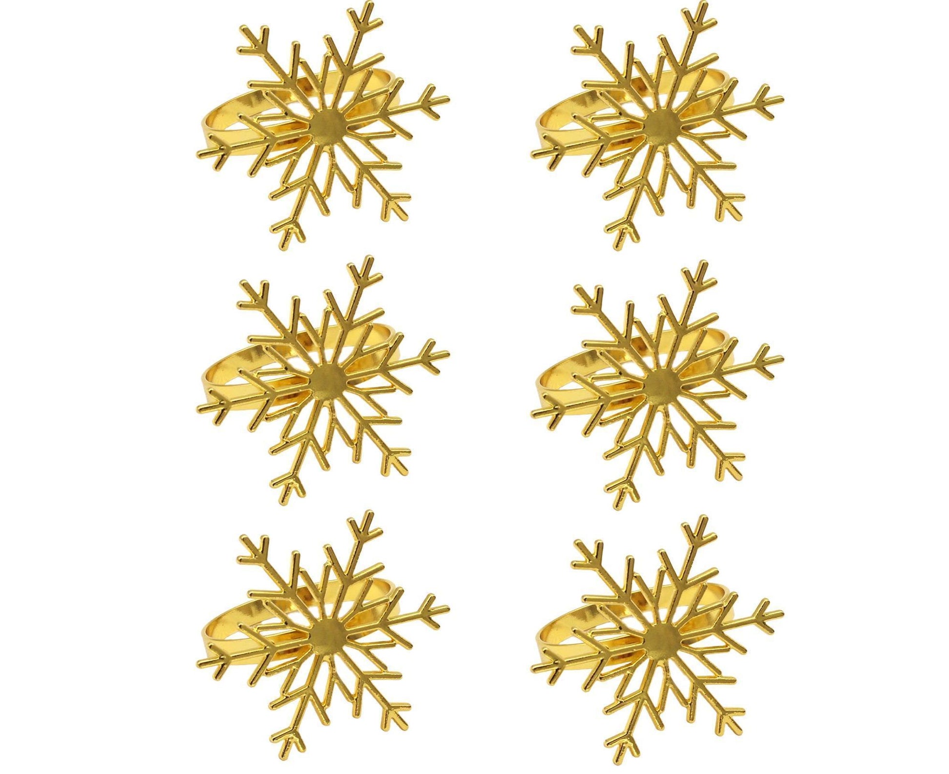 6Pcs Snowflake Shape Napkin Ring - Golden