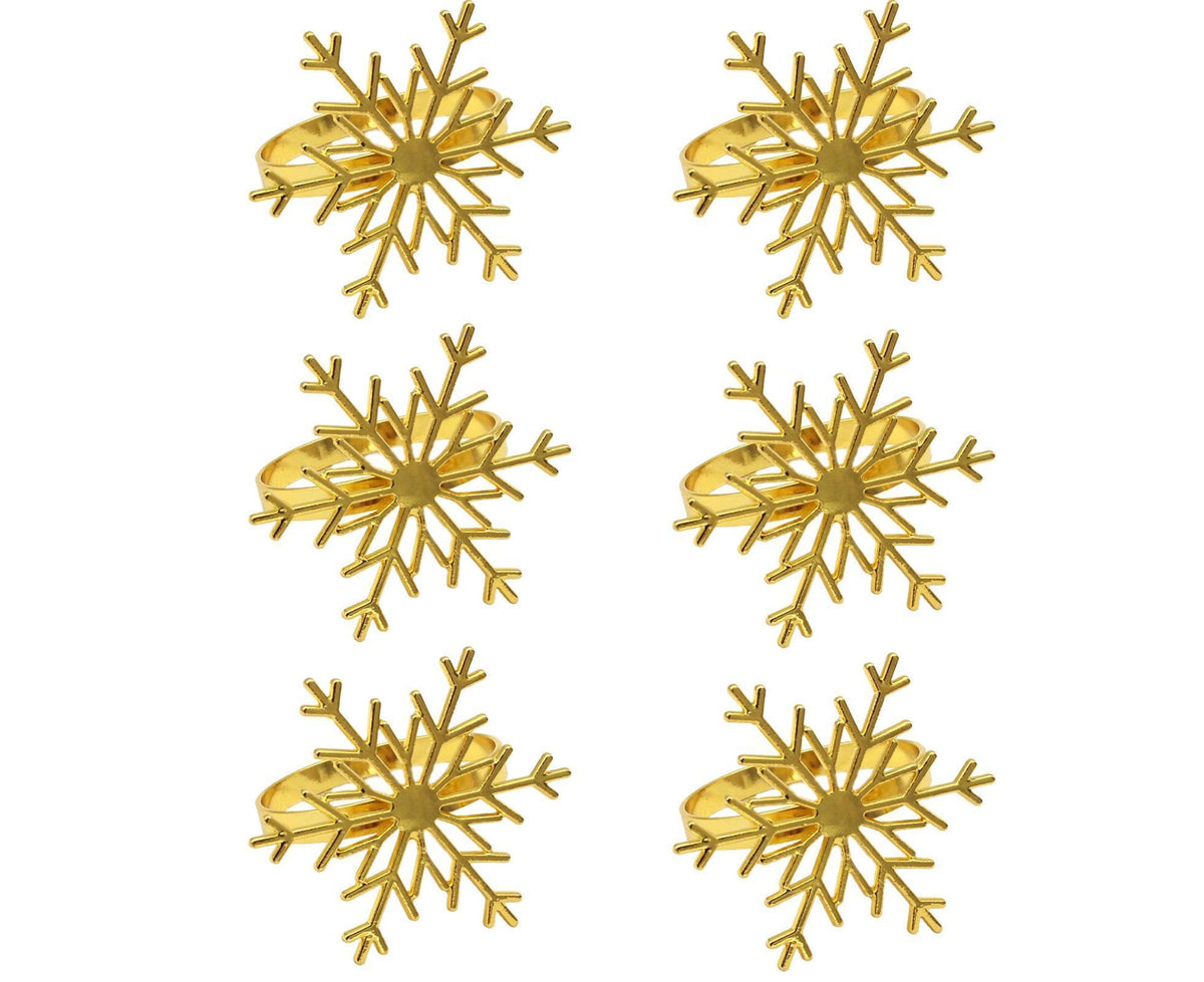 6Pcs Snowflake Shape Napkin Ring - Golden