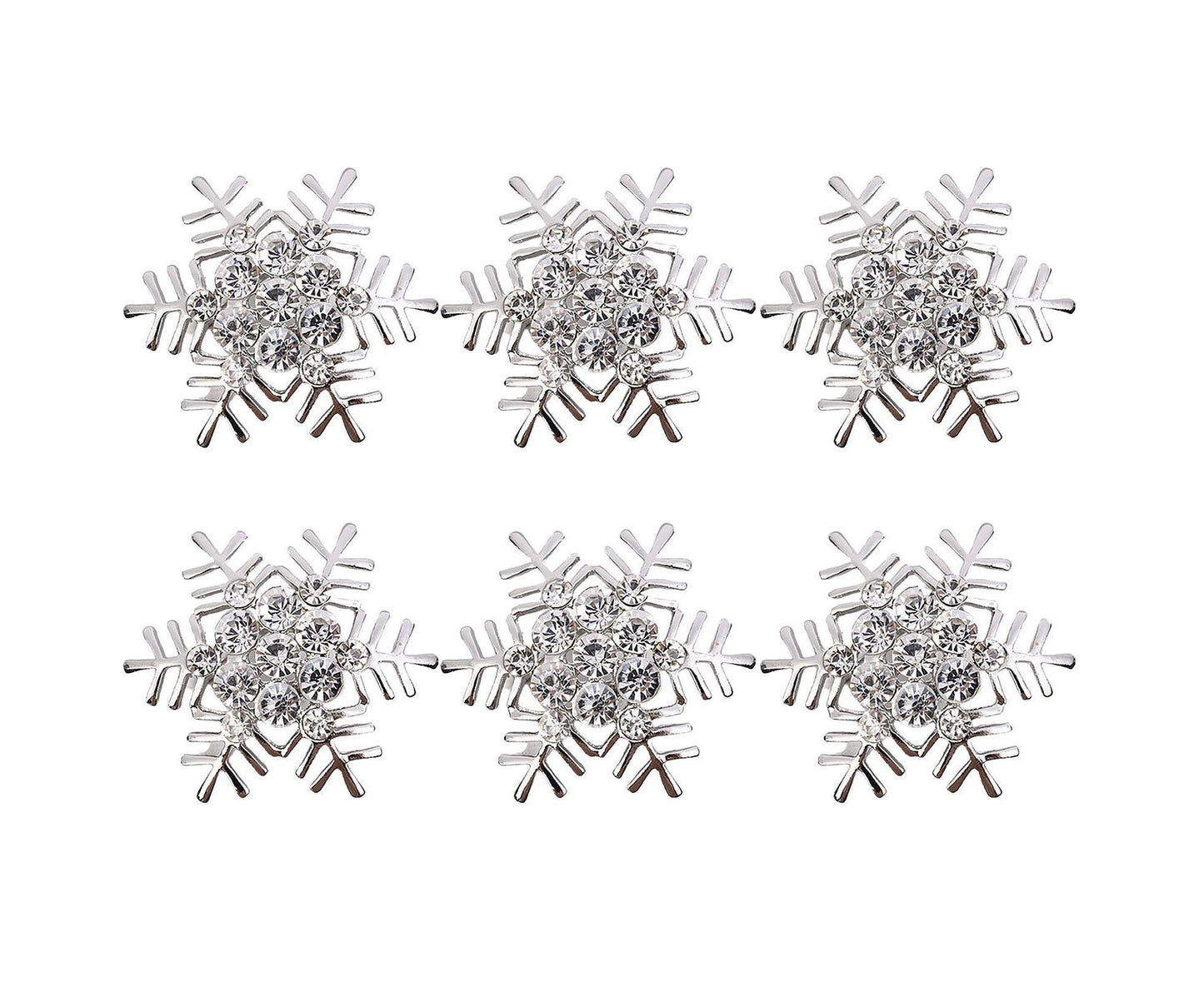 6Pcs Napkin Rings Snowflake Shape Multi-purpose Alloy Snowflake Napkin Rings Set for Gift-Silver