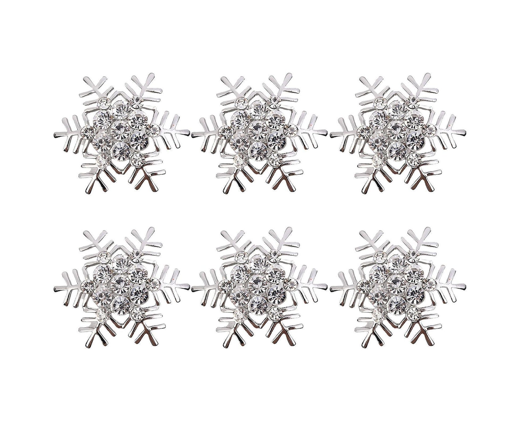 6Pcs Napkin Rings Snowflake Shape Multi-purpose Alloy Snowflake Napkin Rings Set for Gift-Silver