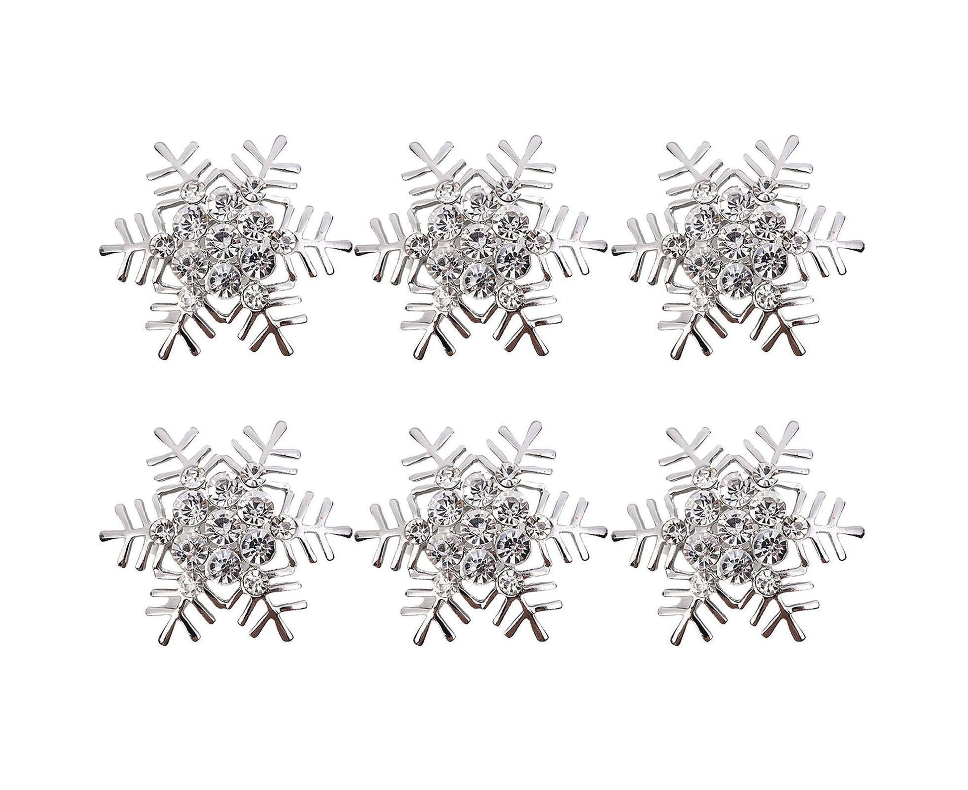 6Pcs Napkin Rings Snowflake Shape Multi-purpose Alloy Snowflake Napkin Rings Set for Gift-Silver