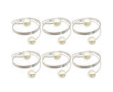 6Pcs Artificial Pearl Spring Shape Towel Napkin Ring Hotel Party Banquet Decor-Silver