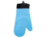 1Pc Waterproof Heat Resistant Silicone Mitt Triple Layer Hot Pads Oven Glove for Kitchen-Blue