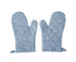 1 Pair Oven Gloves Anti-sbabies Heat Insulation Fabric Thicker Baking Mitts for Kitchen-Blue