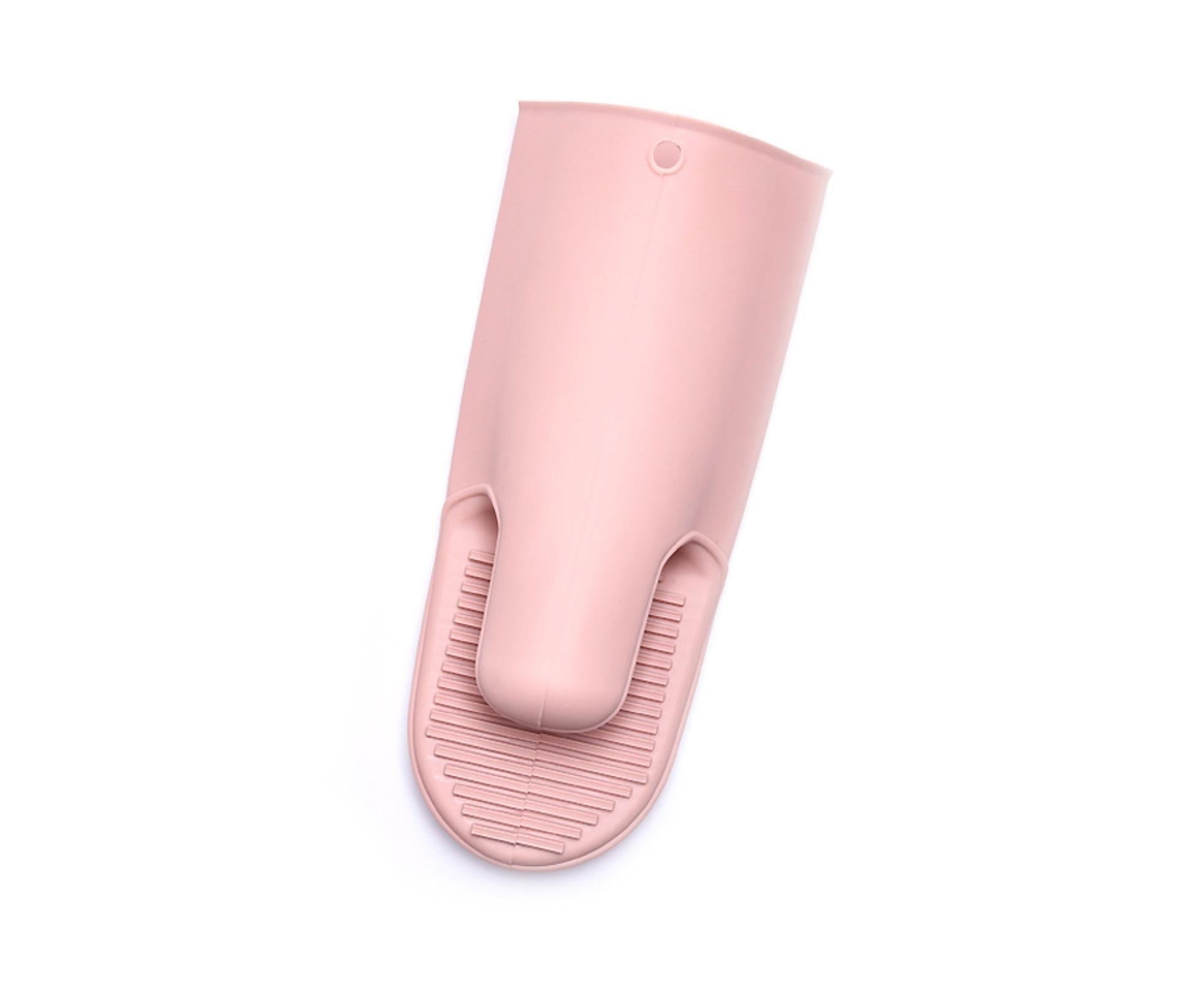 Heat Resistant Silicone Non-slip Oven Grilling BBQ Mitts Cooking Baking Gloves-Pink