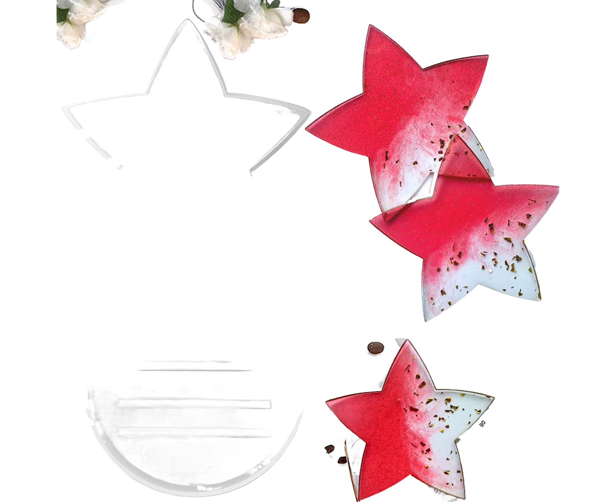 1 Set Star Shape Coaster Mold - Transparent