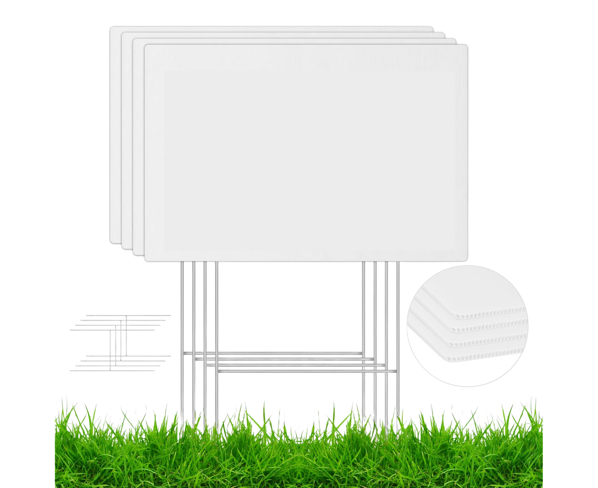 4Pcs Blank Yard Signs with H Stakes - 4pcs