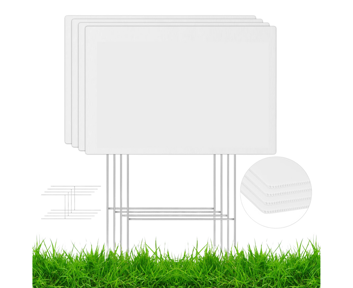 4Pcs Blank Yard Signs with H Stakes - 4pcs