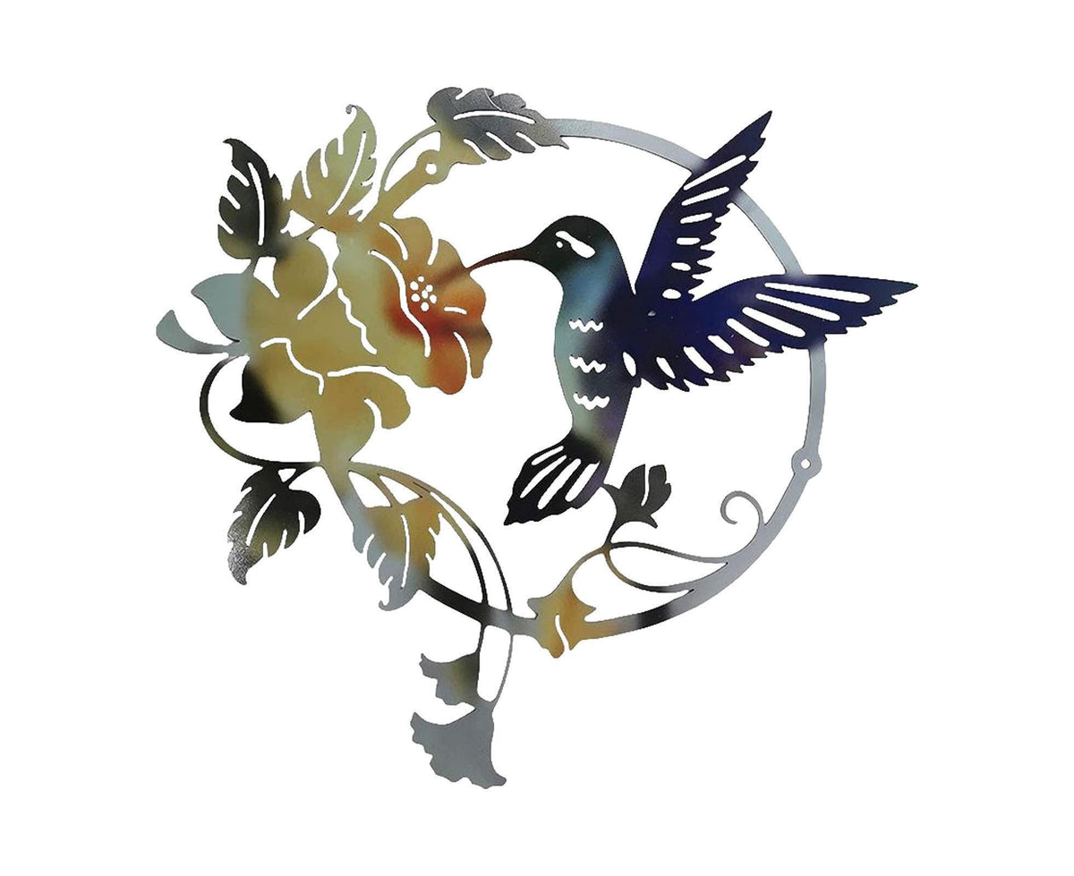 Metal Bird Wall Art Decor Hummingbird - Yellow