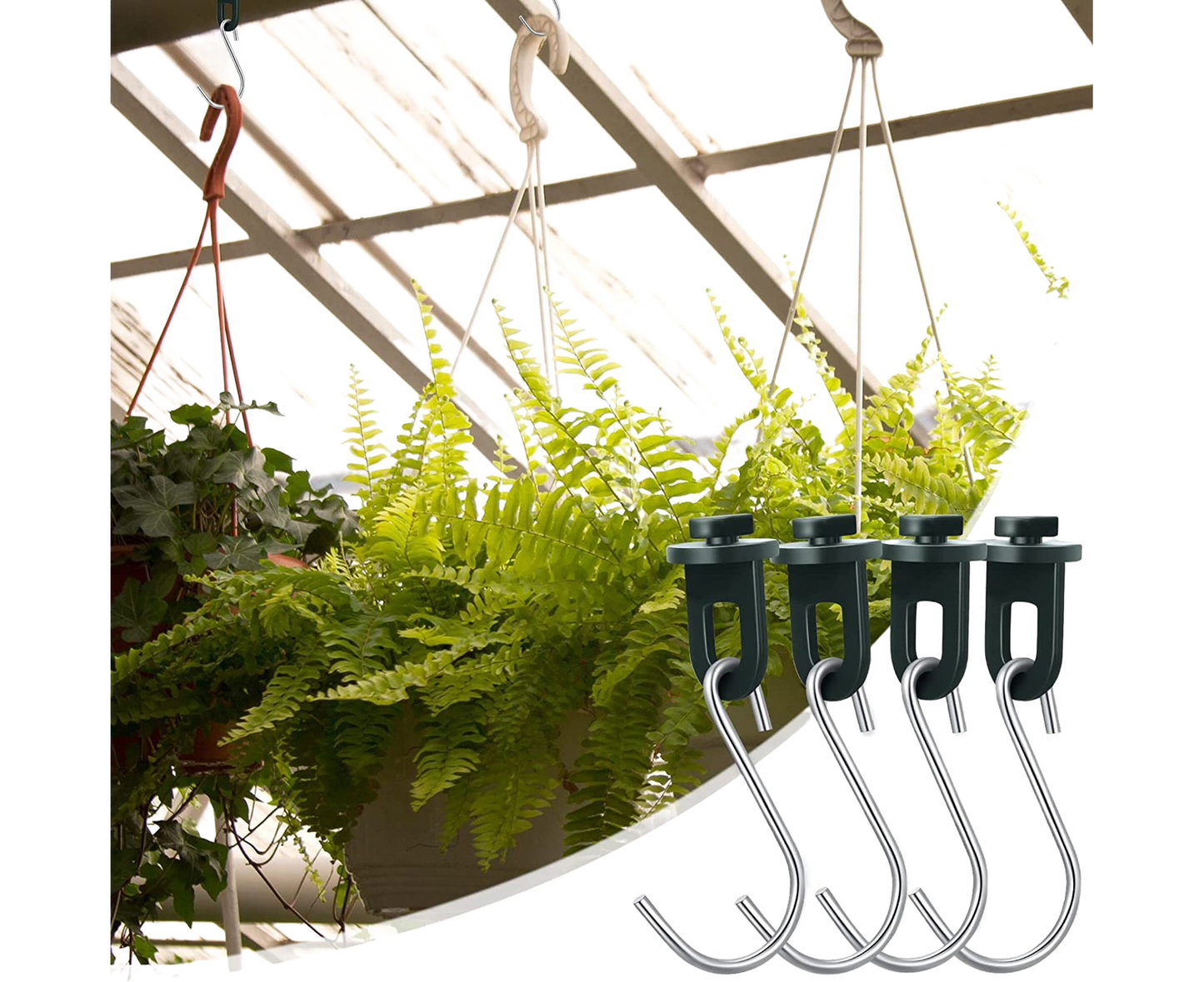 1 Set Plant Hanging Hook S-shaped - Green
