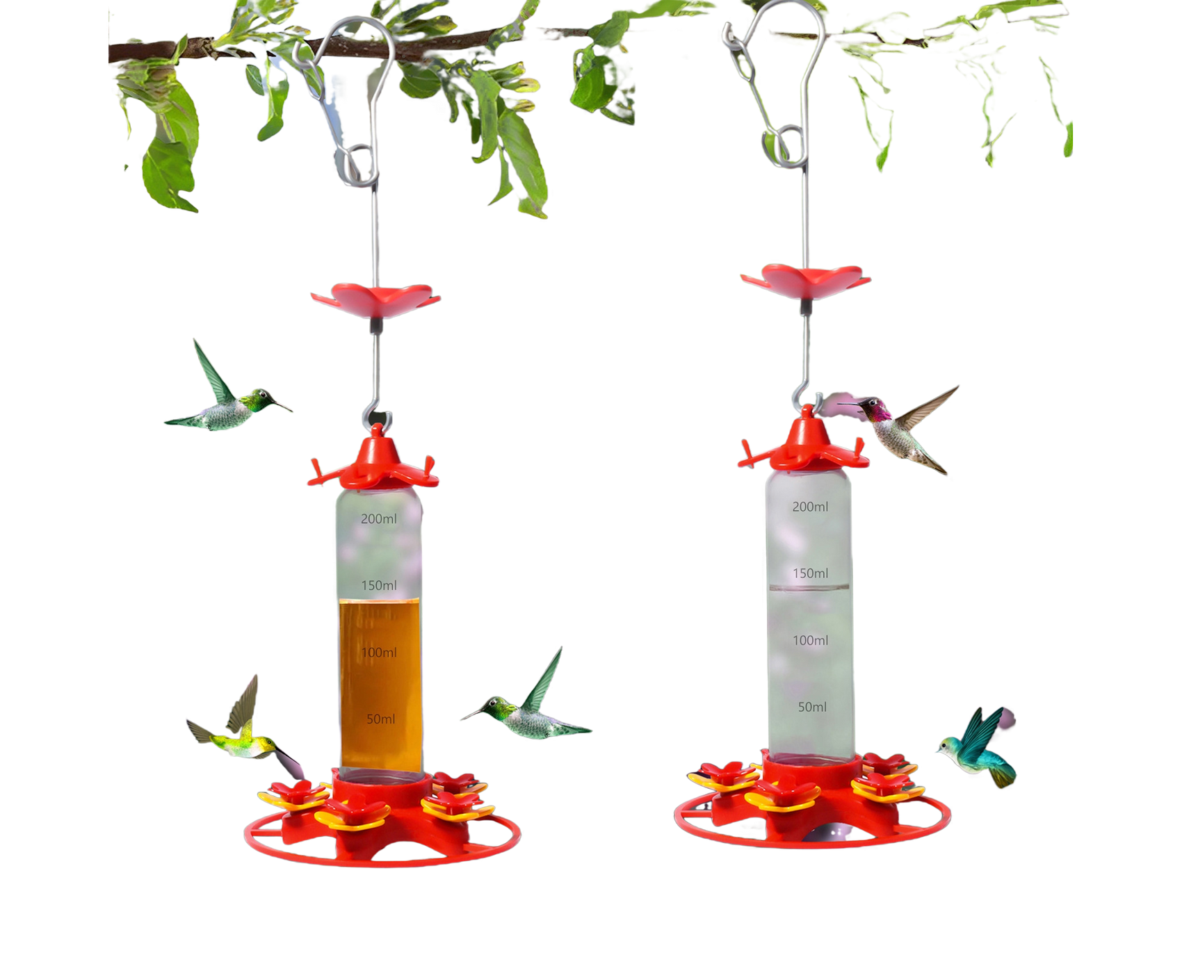 Hanging Feeder Hook Leakproof Hummingbird Feeder - Red