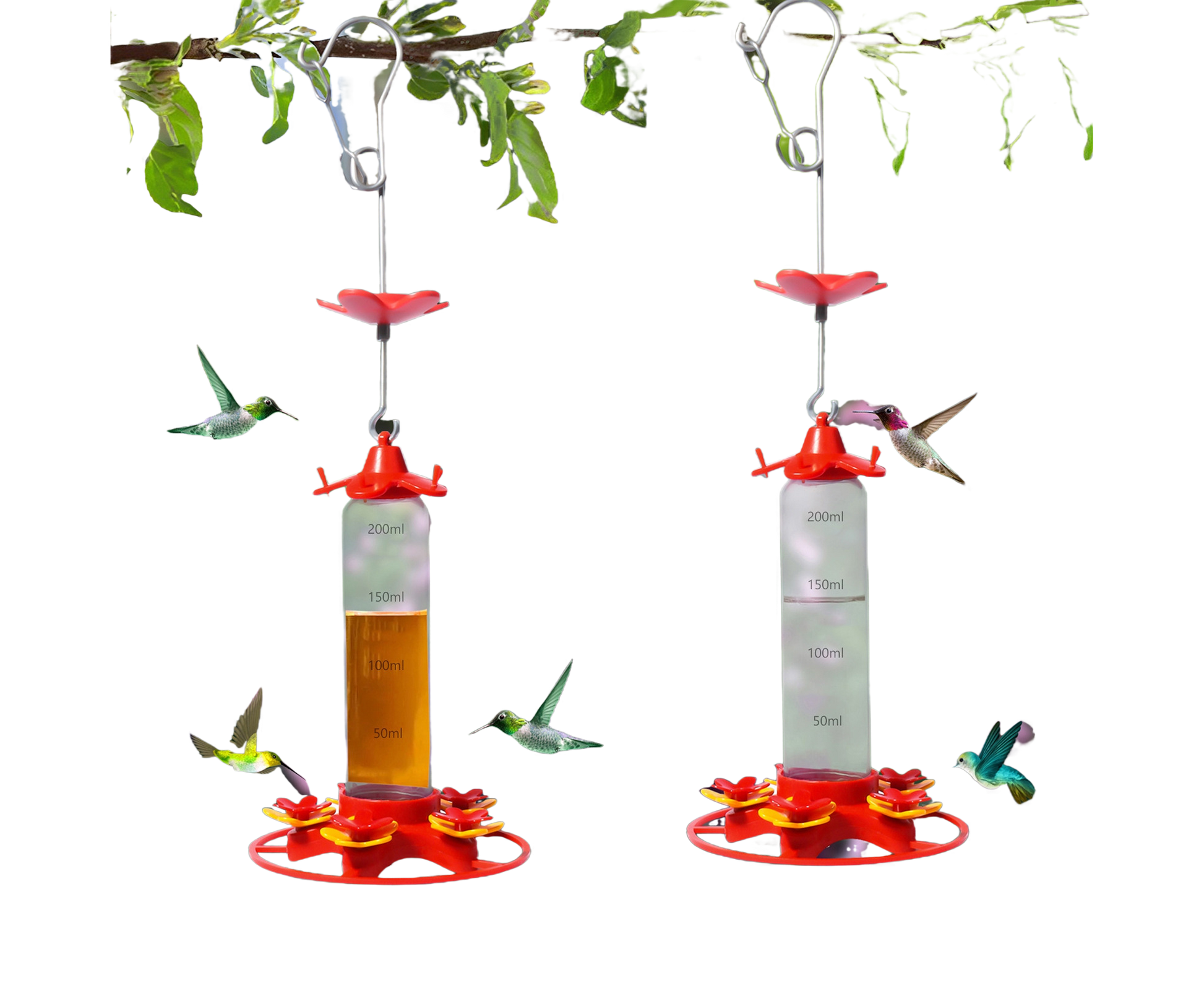 Hanging Feeder Hook Leakproof Hummingbird Feeder - Red