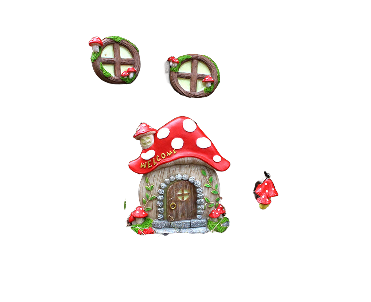 Mushroom House Door Luminous Garden Ornament - Multicolor