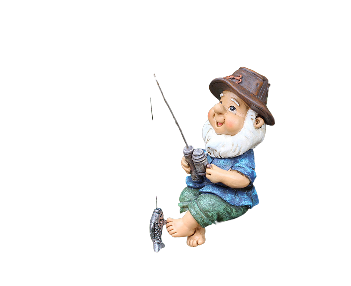Lovely Fishing Man Shape Statue Decor Adorable Handmade Resin Statue Model for Garden-Fishing