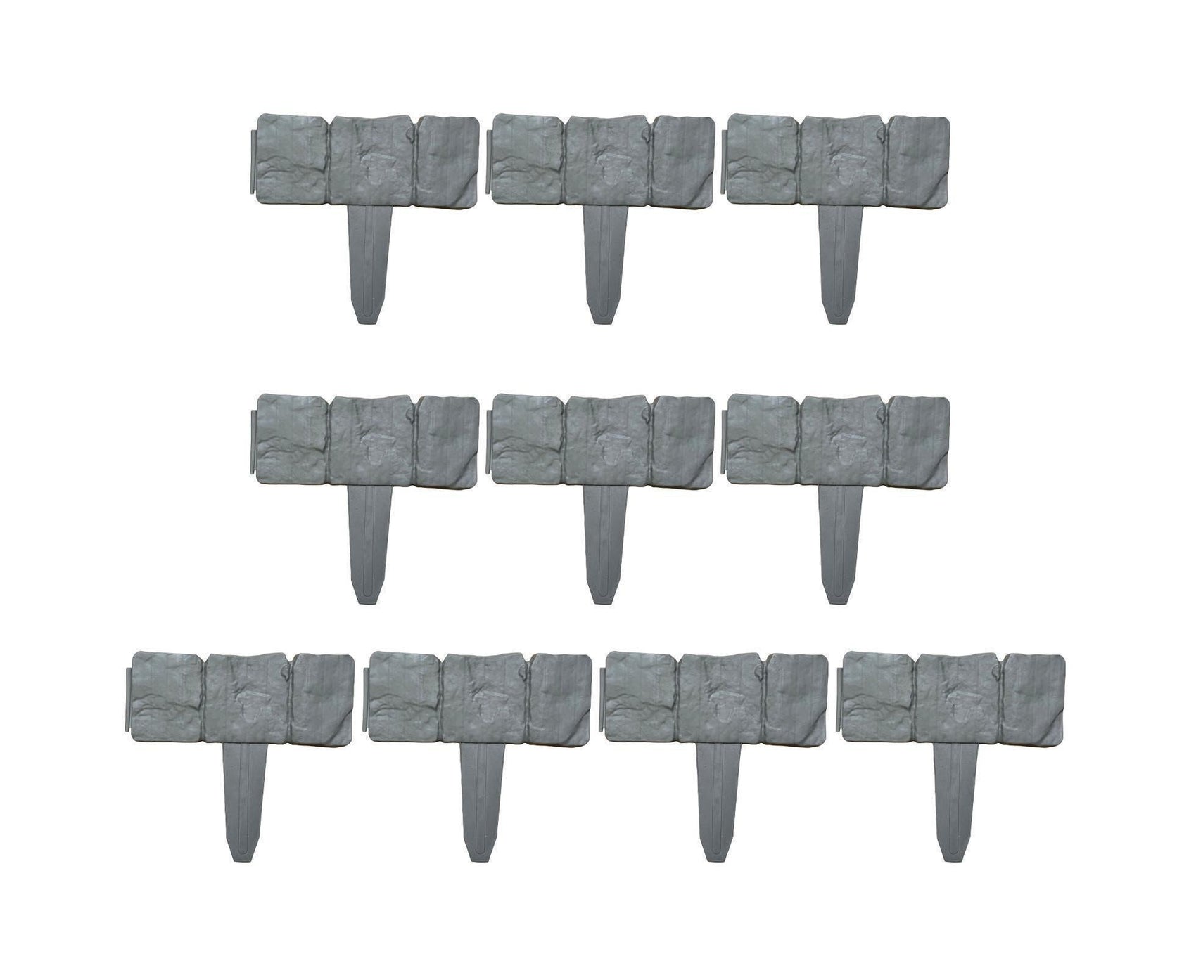 10pcs Garden Edging Border Faux Stone - Grey