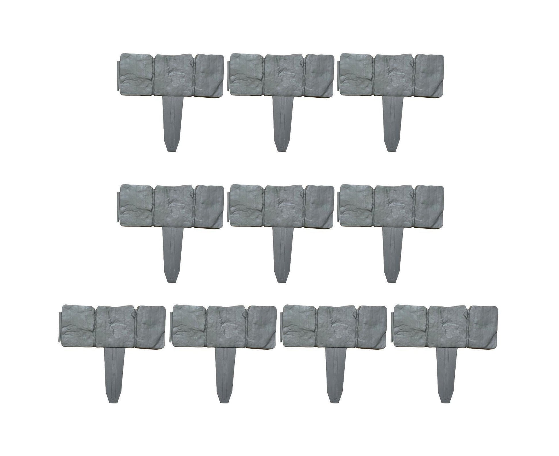 10pcs Garden Edging Border Faux Stone - Grey