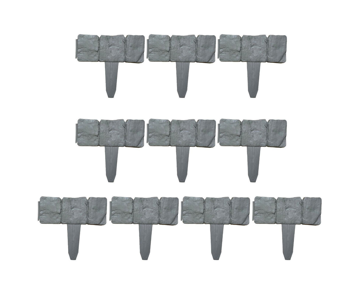 10pcs Garden Edging Border Faux Stone - Grey