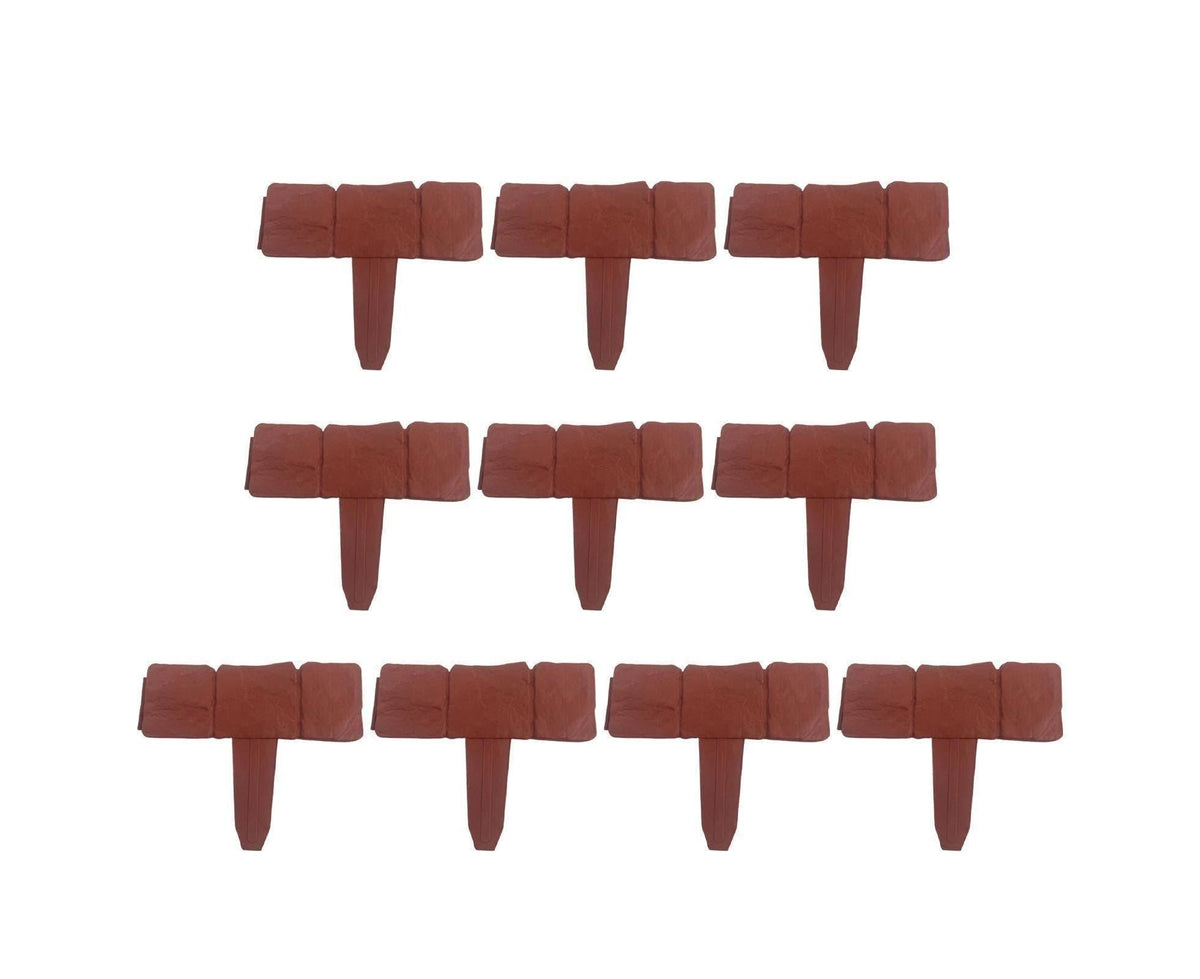 10pcs Garden Edging Border Faux Stone - Brown