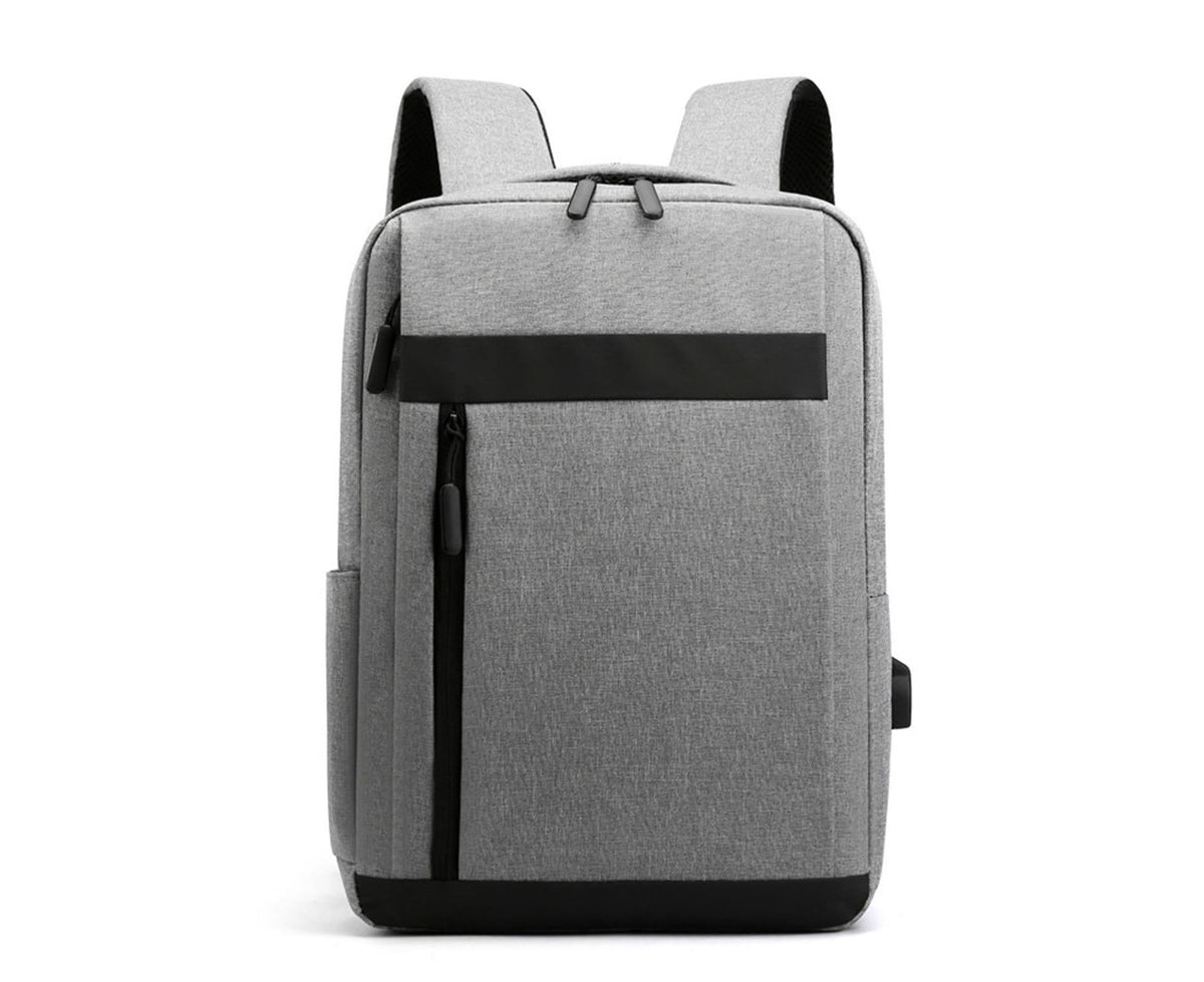 Unisex Backpack Adjustable Shoulder Straps Multilayer Multifunction USB Charging Port Casual Rucksack for Outdoor - Light Grey