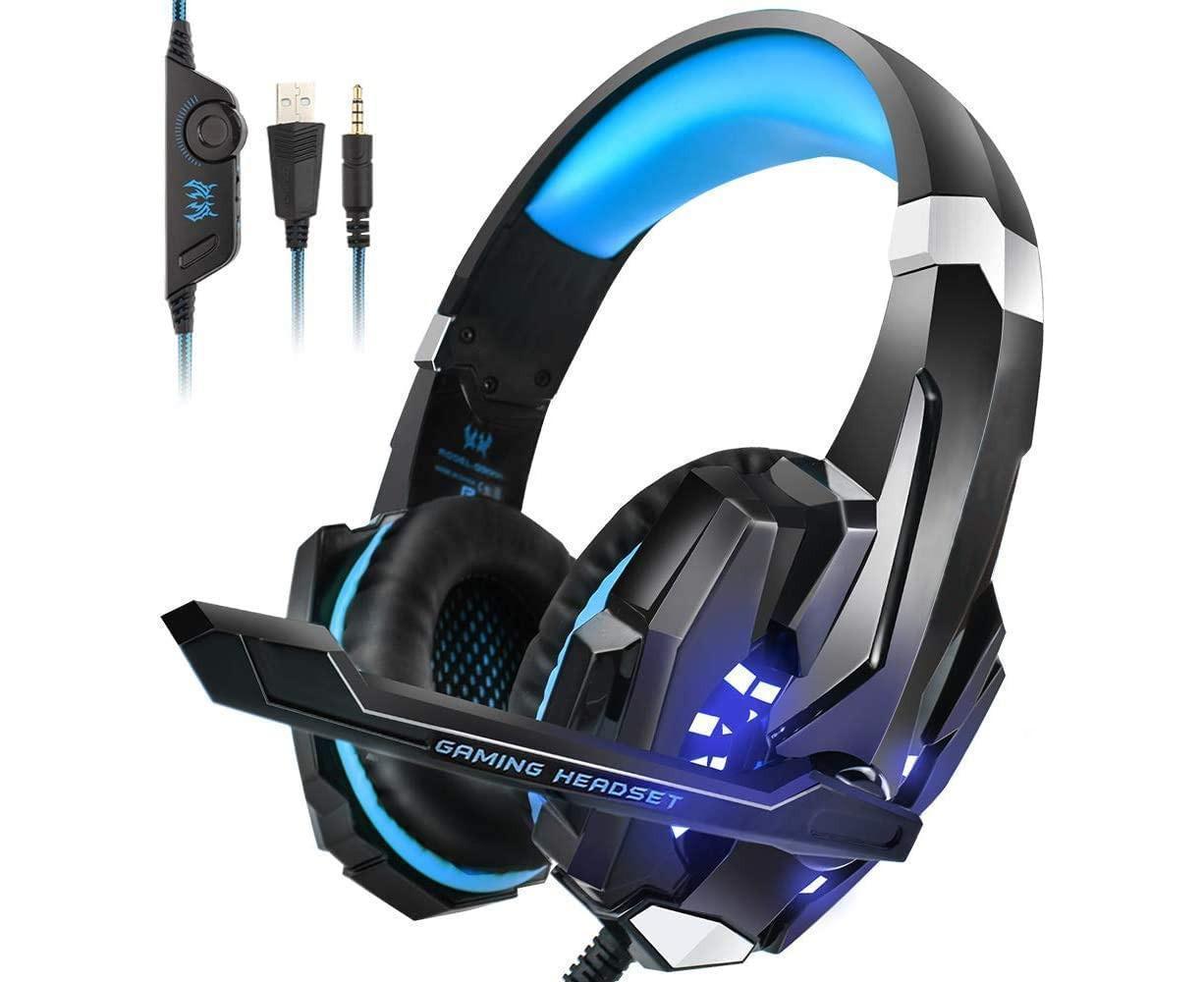 Gaming Headset - Noise Cancelling - Over Ear Headphones with Mic and LED Light