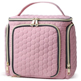 Travel Makeup Bag with Handle — Large Multi-Compartment Cosmetic Organizer, Portable Toiletry Bag for Women