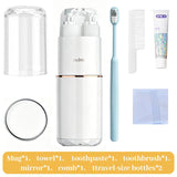 8-in-1 Portable Travel Toiletry Organizer Cup, Travel-Sized Toiletry Set for Business Trips and Vacations, Multifunctional All-in-One Travel Essential - White