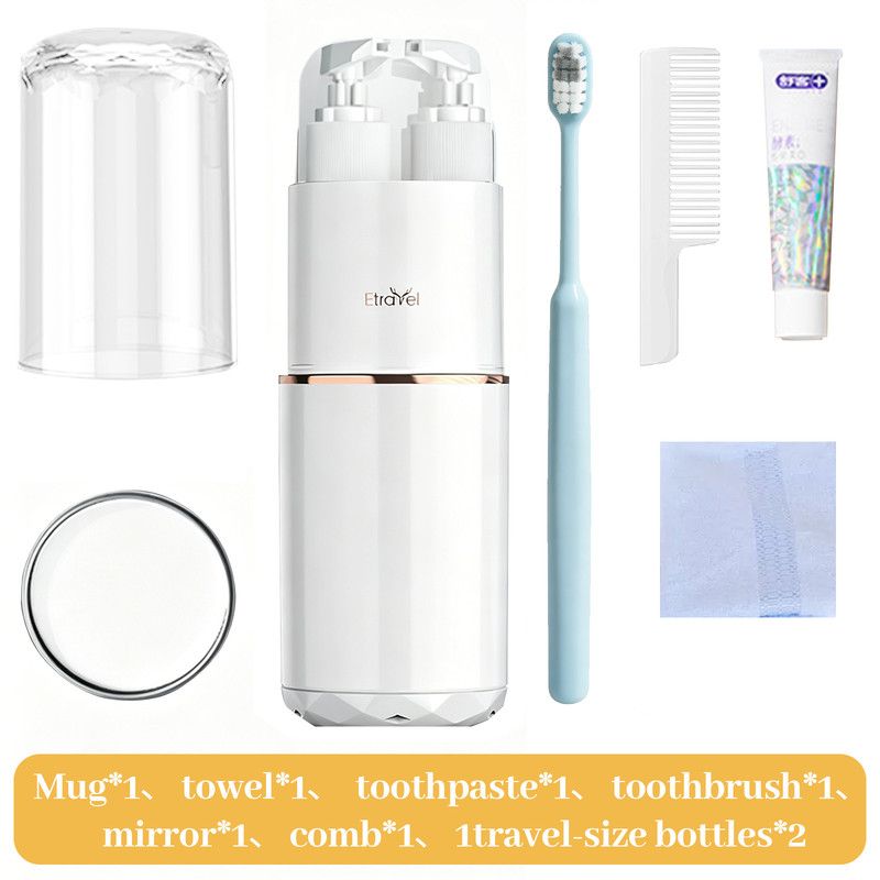 8-in-1 Portable Travel Toiletry Organizer Cup, Travel-Sized Toiletry Set for Business Trips and Vacations, Multifunctional All-in-One Travel Essential - White
