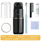 8-in-1 Portable Travel Toiletry Organizer Cup, Travel-Sized Toiletry Set for Business Trips and Vacations, Multifunctional All-in-One Travel Essential - Black