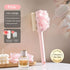 3-in-1 Multi-Functional Long-Handled Body Scrub Brush, Combining Bath Sponge + Soft-Bristle Brush + Washcloth in One, Home Exfoliating Bath Brush, Back Scrubber - Pink