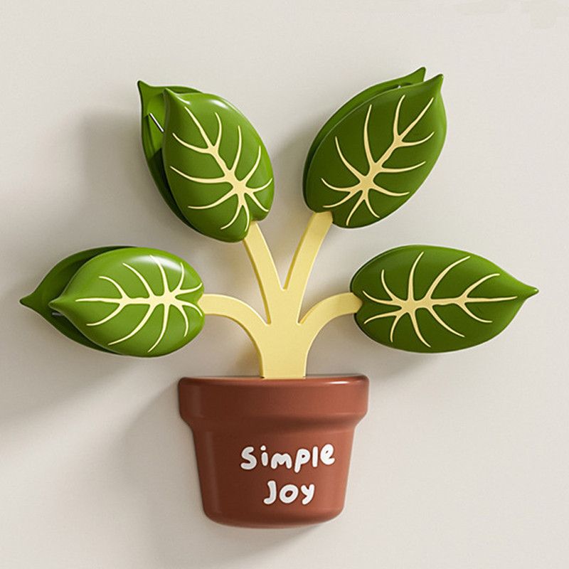 Household Food Bag Freshness Sealing Clips, Creative Plant Pot Magnetic Clips, Multifunctional Fridge Magnet Clips, Cute Leaf-Shaped Food Bag Clips - Green