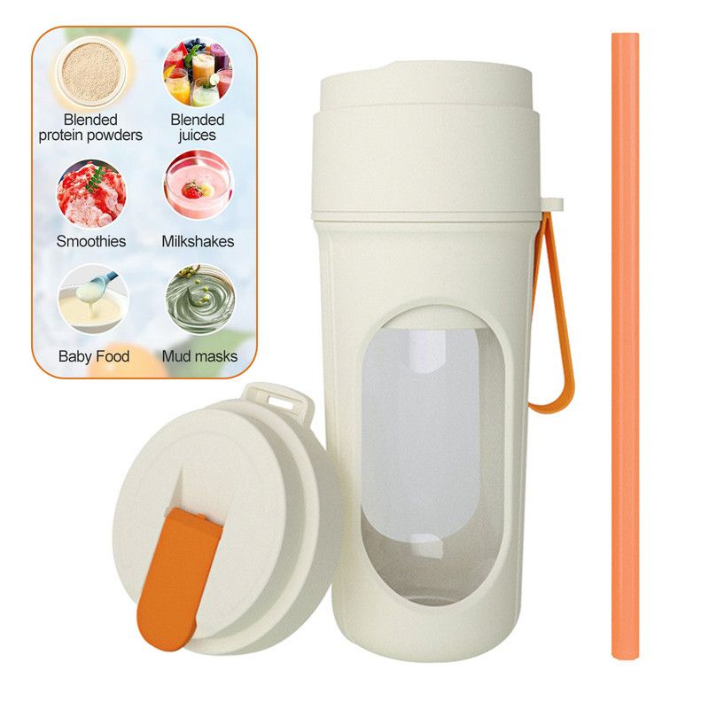 Portable Cordless Juicing Cup, Dual-Lid Design – 12-Blade Juicer, 1500mAh High Capacity, Compact Multi-Functional Portable Juicing Cup for Home Use – Orange