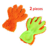 Double-Sided Chenille Car Wash Glove, Paint-Safe Coral Fleece Car Cleaning Glove, Five-Finger Design, Absorbs Water and Removes Dirt Easily, Car Cleaning Tool, Home and Car Cleaning Tool - Orange