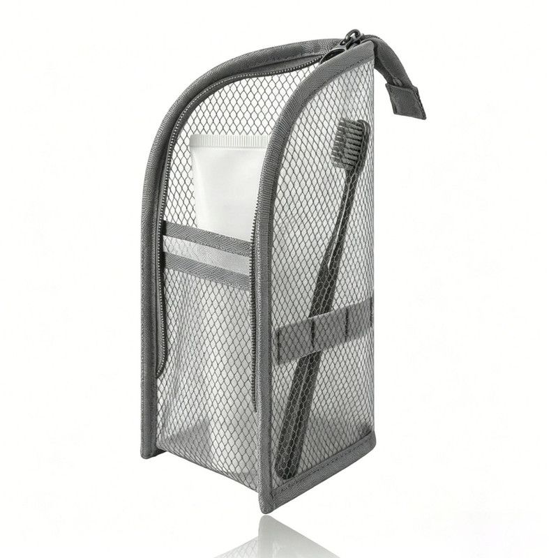 Stand-Up Breathable Mesh Toiletry Organizer, Multifunctional Waterproof Travel Cosmetic Bag, Travel Cosmetic Bag - Gray