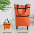 Foldable Shopping Trolley with Wheels, Portable Large-Capacity Oxford Cloth Shopping Cart, Home Delivery Cart - Orange