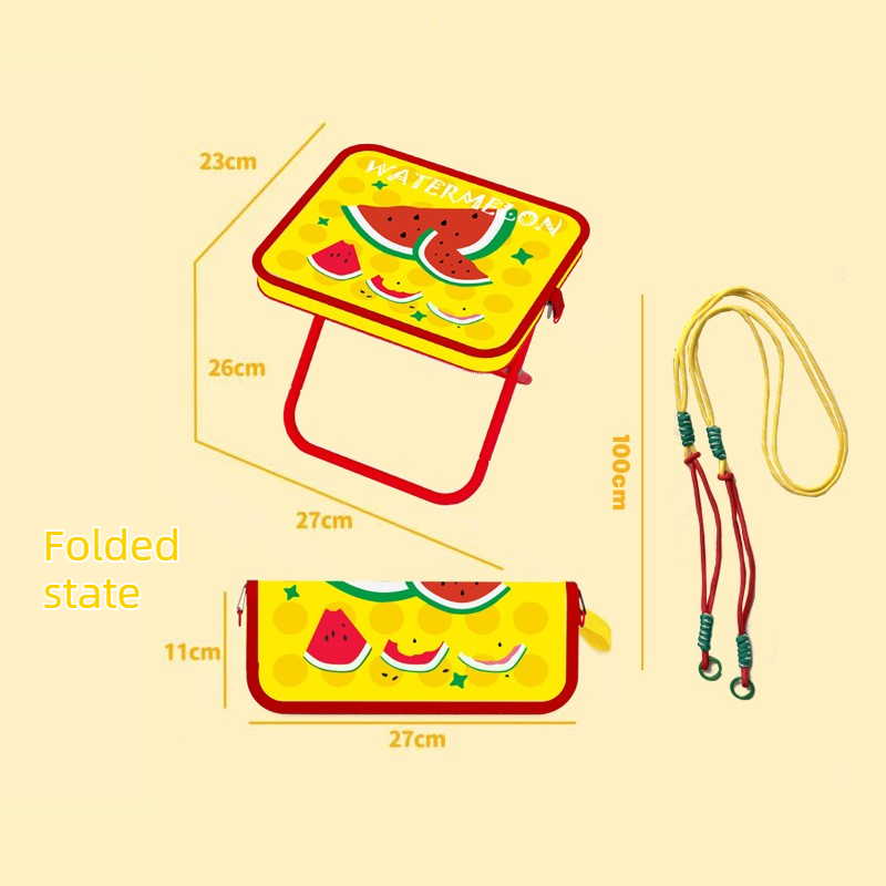 Ultra-lightweight and portable folding camping chair,  versatile folding chair for outdoor fishing, waiting in line, and picnics—Yellow Watermelon Pattern
