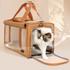 Multifunctional Pet Travel Bag: Large Capacity, Breathable, Portable, Handheld or Crossbody Pet Bag - Brown