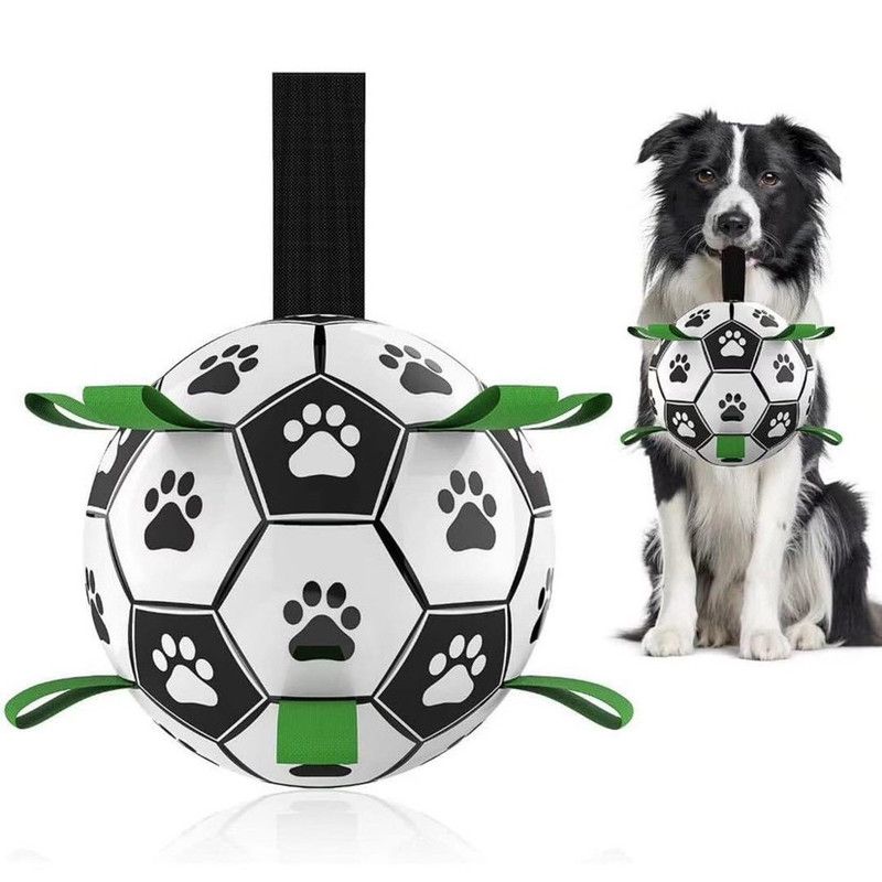 Durable Dog Soccer Ball Toy, 15cm Inflatable Soccer Ball, Teething and Entertainment Training Ball, Includes Pump - White